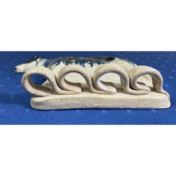 Monroe Salt Works Salt Glazed Hanging Cow Drip Glaze Toothbrush or Pen Holder - Picture 3 of 5